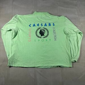 Vintage Caesars Palace Shirt Mens‎ XL Green Long Sleeve 100% Cotton USA Made
